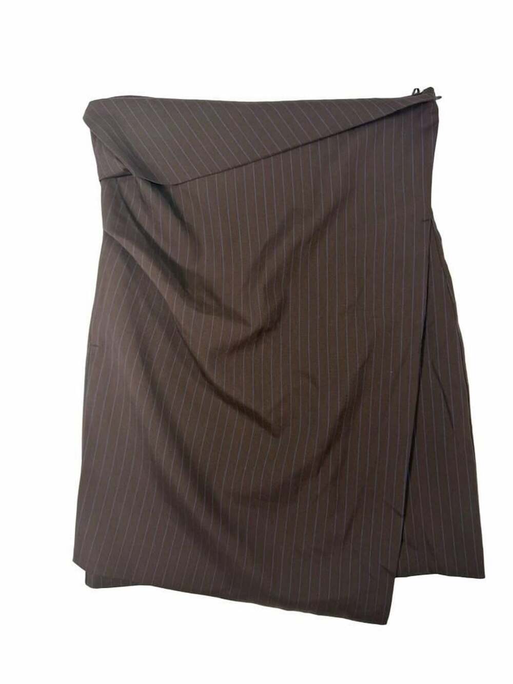 Zara Women's Brown Striped Lined Faux Wrap Dress Size Size XL Brown Blue